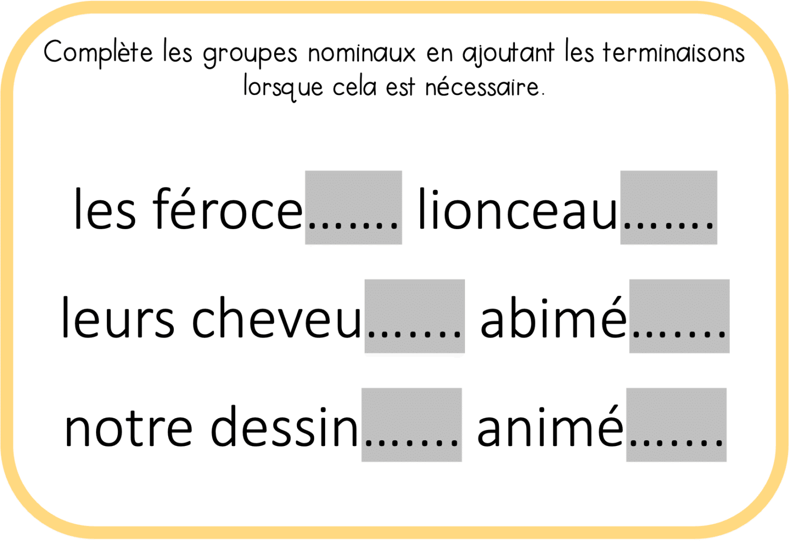 Ateliers Autonomes Orthographe Laccord Dans Le Groupe Nominal