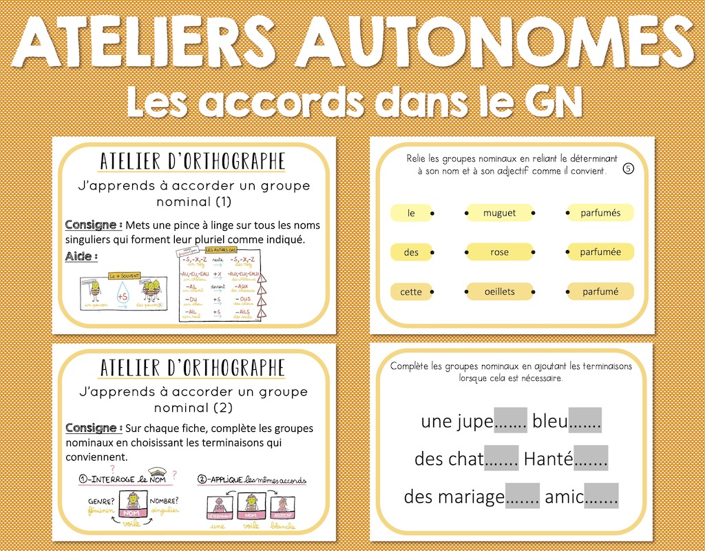 Ateliers Autonomes Orthographe Laccord Dans Le Groupe Nominal